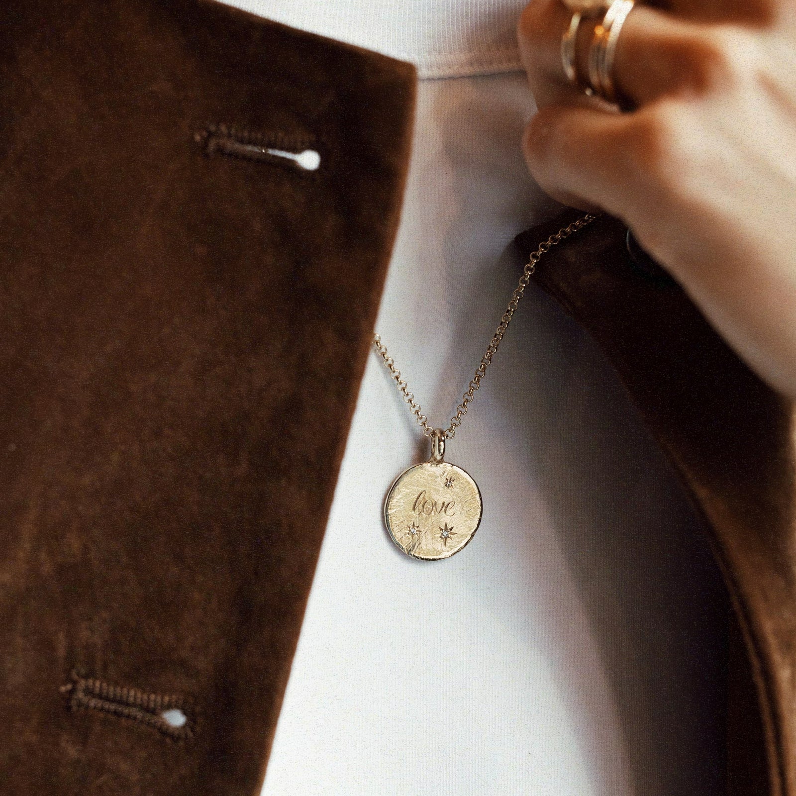 Gold Trio Diamond Midnight Moon Necklace