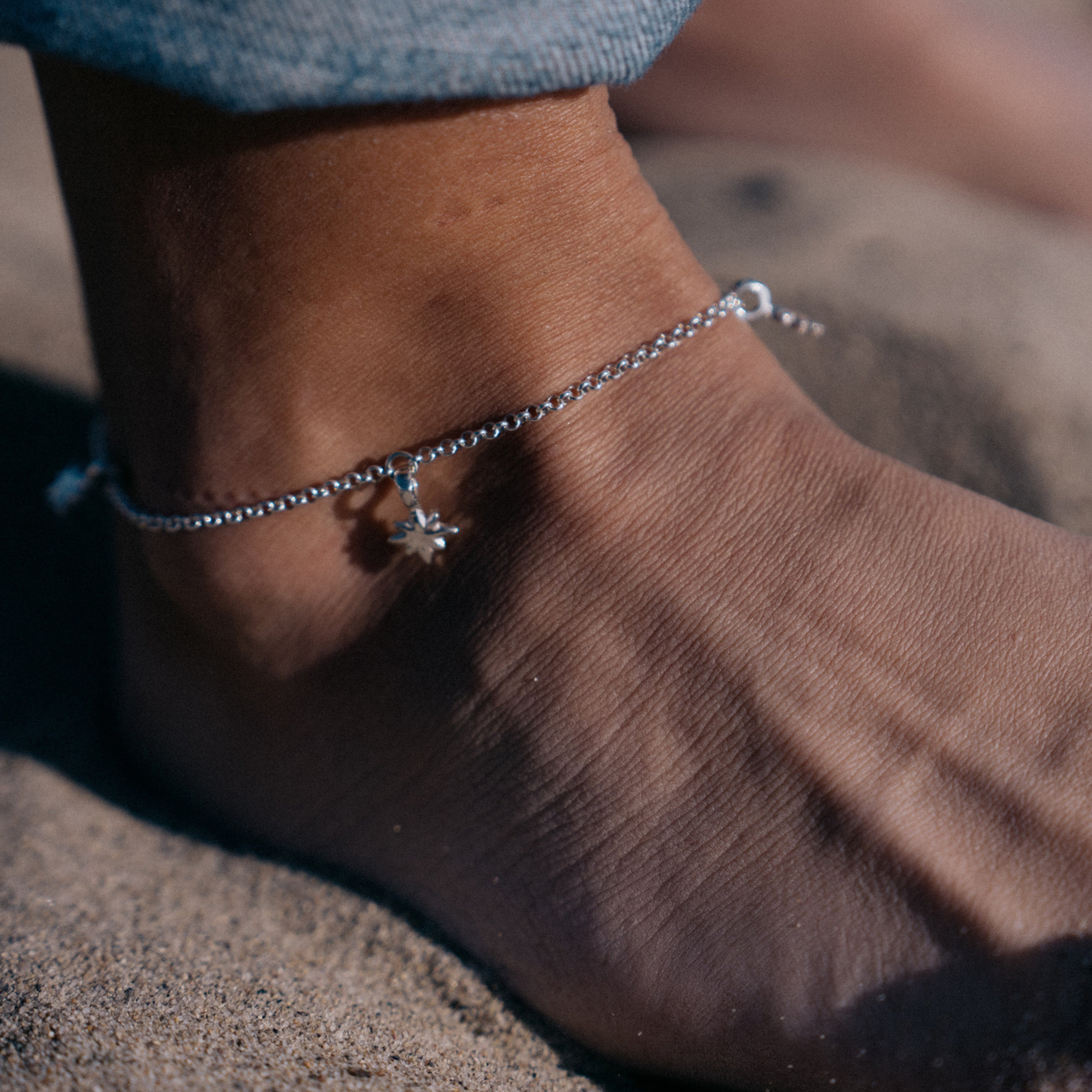 Silver Trio Baby North Star Anklet