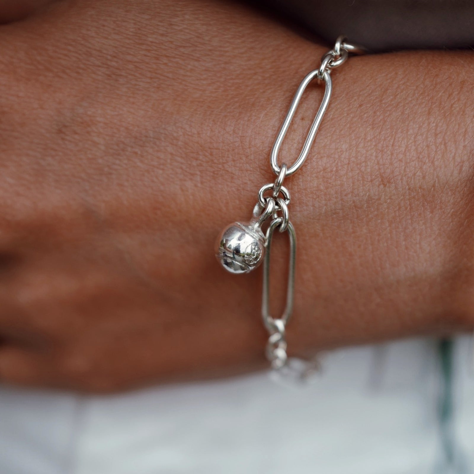 Silver DD Tennis Ball Chain Bracelet