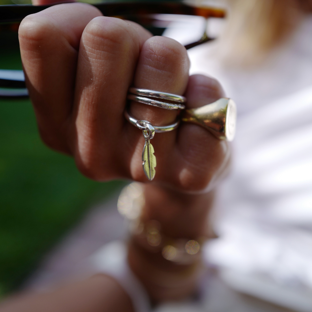 Silver Baby Feather Falling Ring