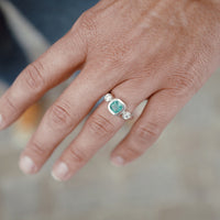 ZELENY Silver Emerald & Diamond Ring