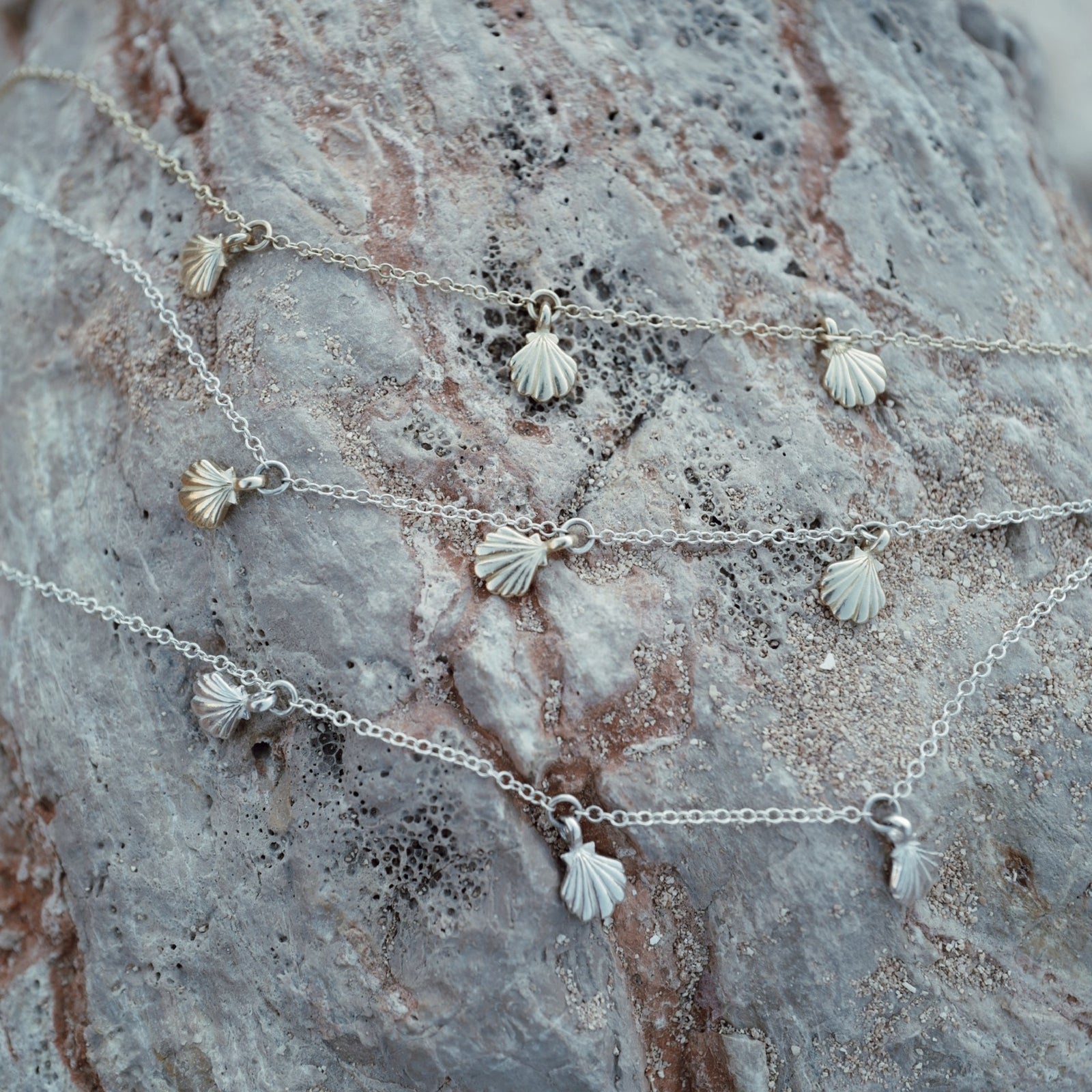 Silver Trio Scallop Shell Necklace