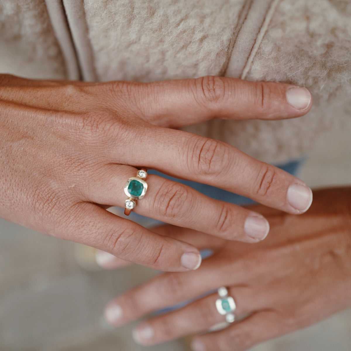 VERDELLA Gold Emerald & Diamond Ring