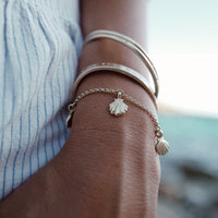Gold Trio Scallop Shell Chain Bracelet