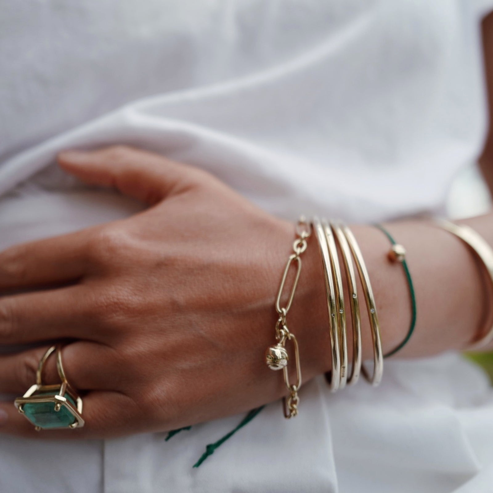 Gold DD Tennis Ball Chain Bracelet