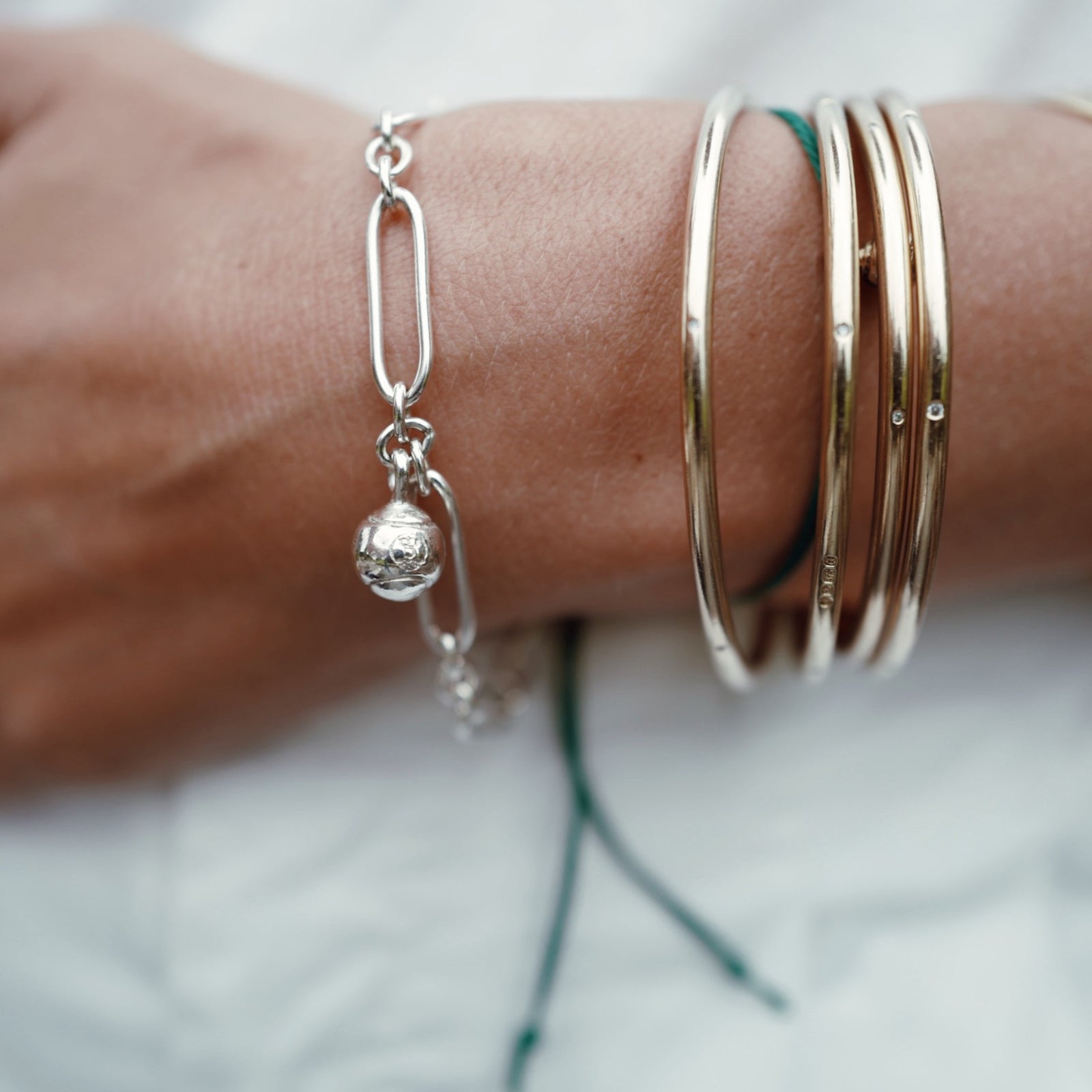 Silver DD Tennis Ball Chain Bracelet