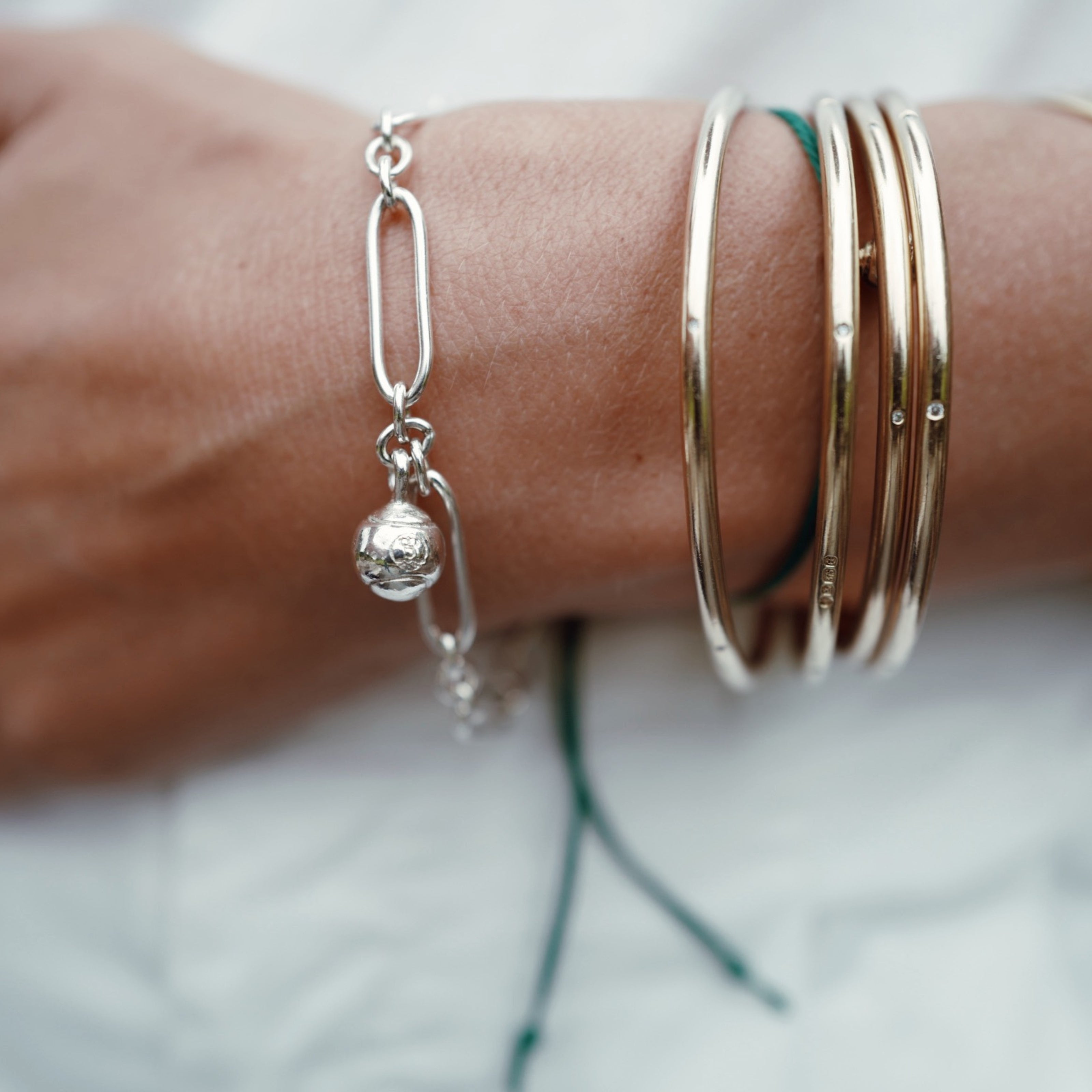 Silver DD Tennis Ball Chain Bracelet