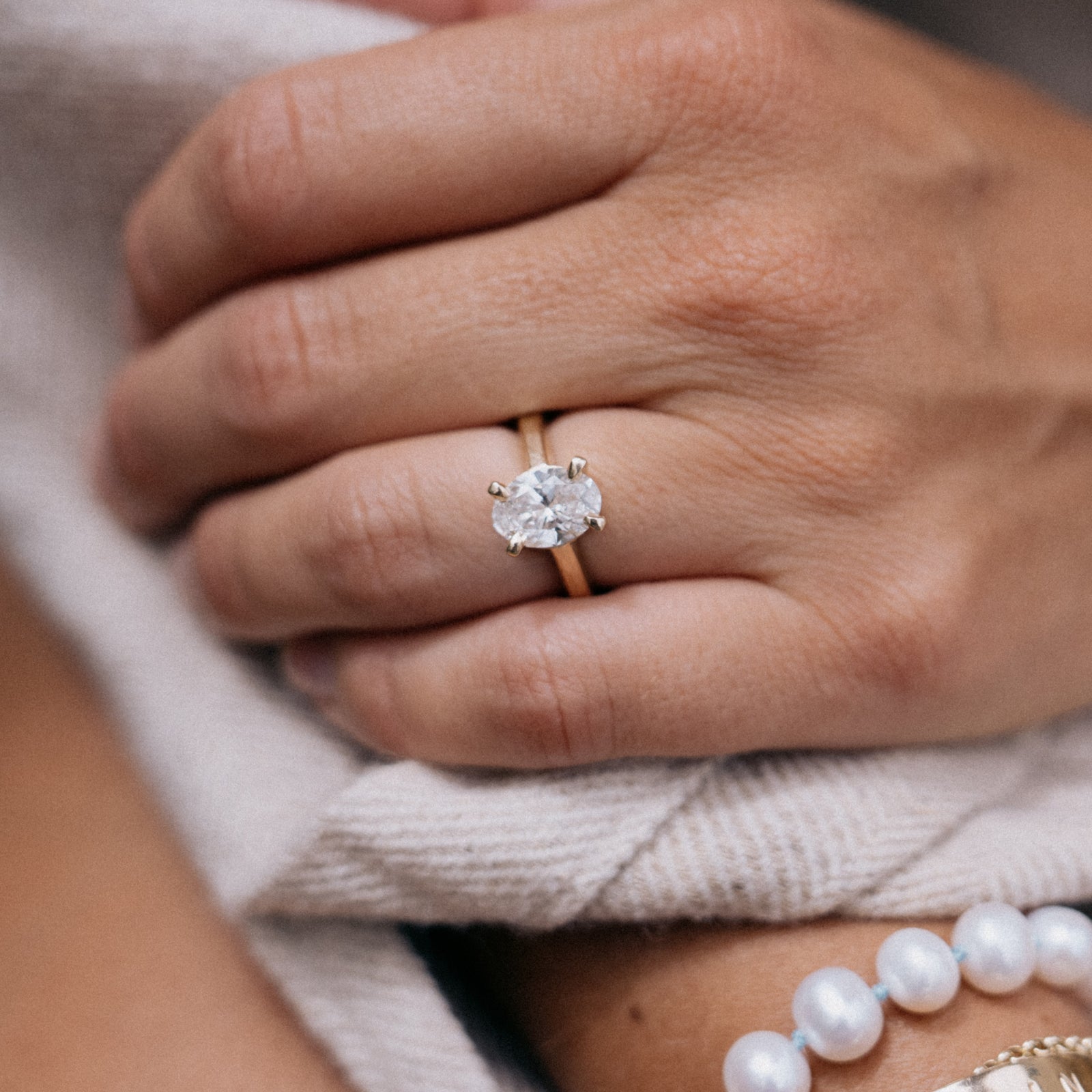 'The Story' 18ct Gold Oval 2ct Lab Grown Diamond Claw Engagement Ring