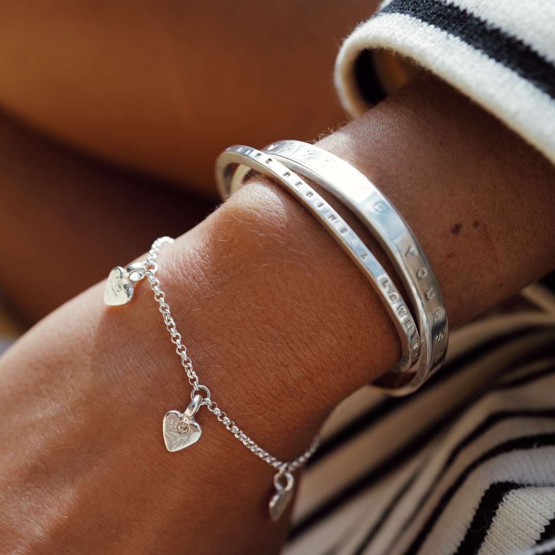 Silver 'You Are Loved' Luxury Forever Cuff