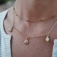 Gold Trio Scallop Shell Necklace