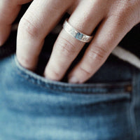 Silver Round Signet Ring with Handwriting