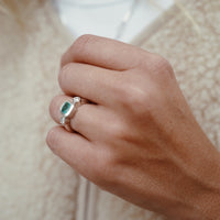 ZELENY Silver Emerald & Diamond Ring