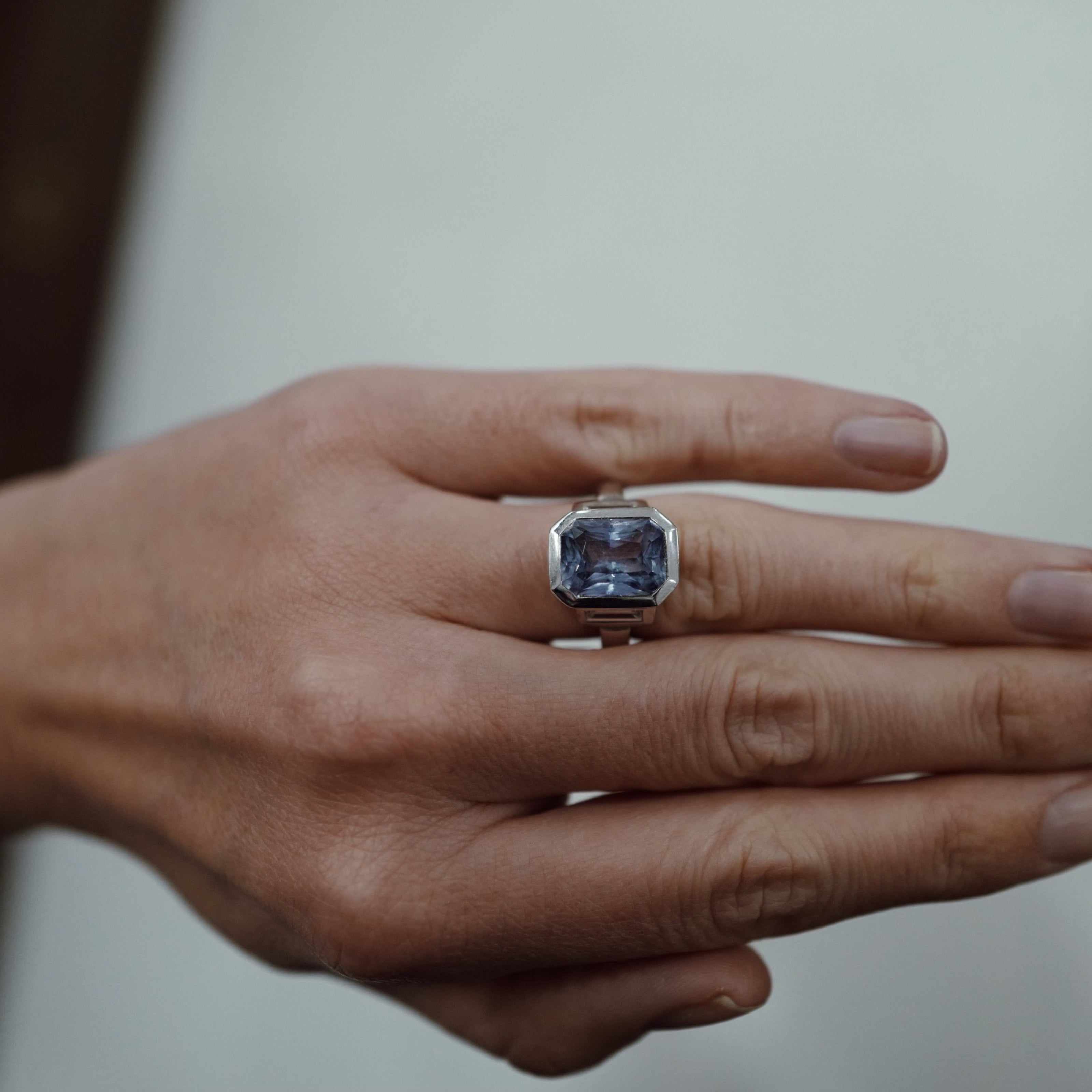 AURA White Gold Sapphire & Diamond Ring