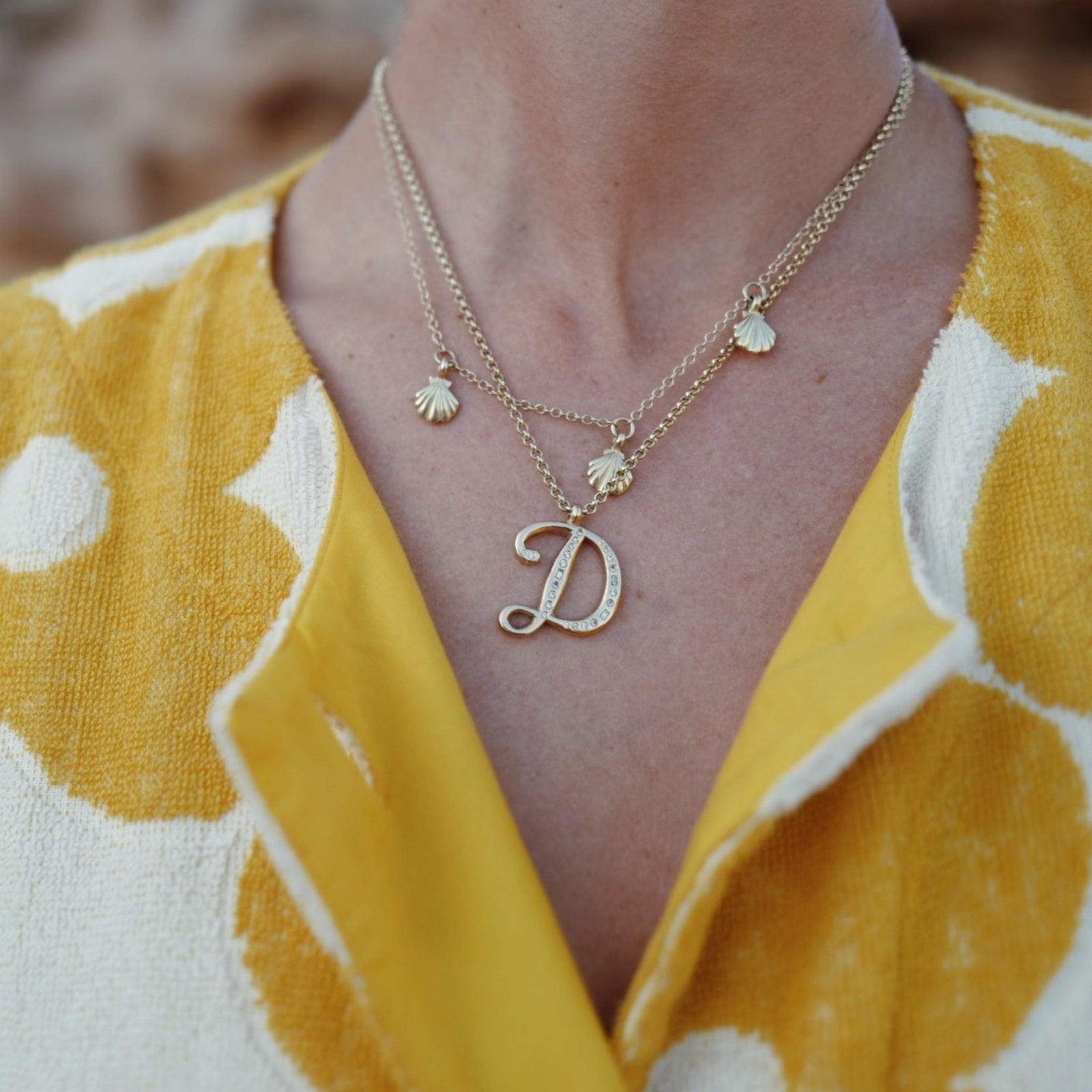 Gold Trio Scallop Shell Necklace