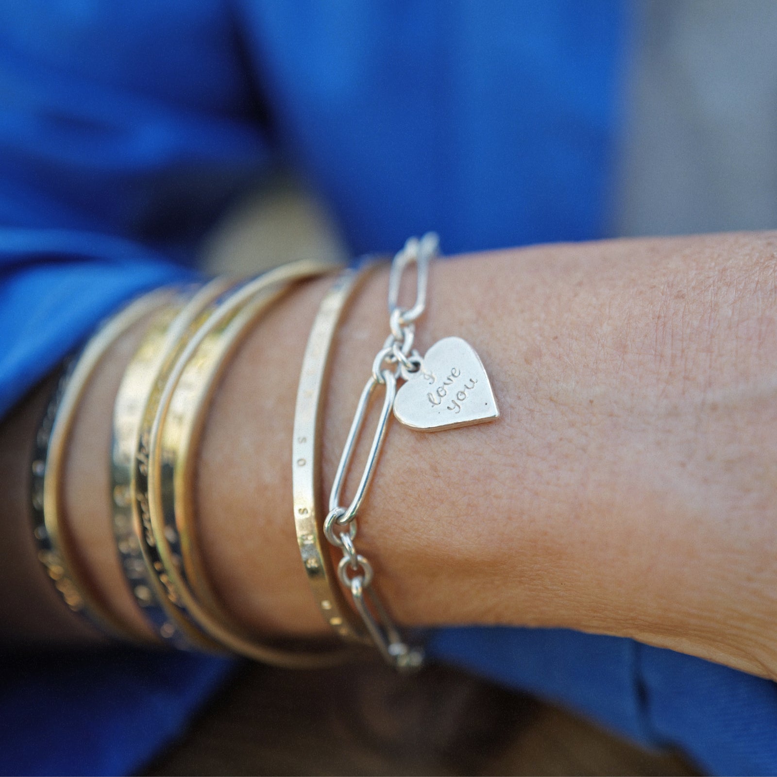 Silver 'I Love You' Love Token Bracelet