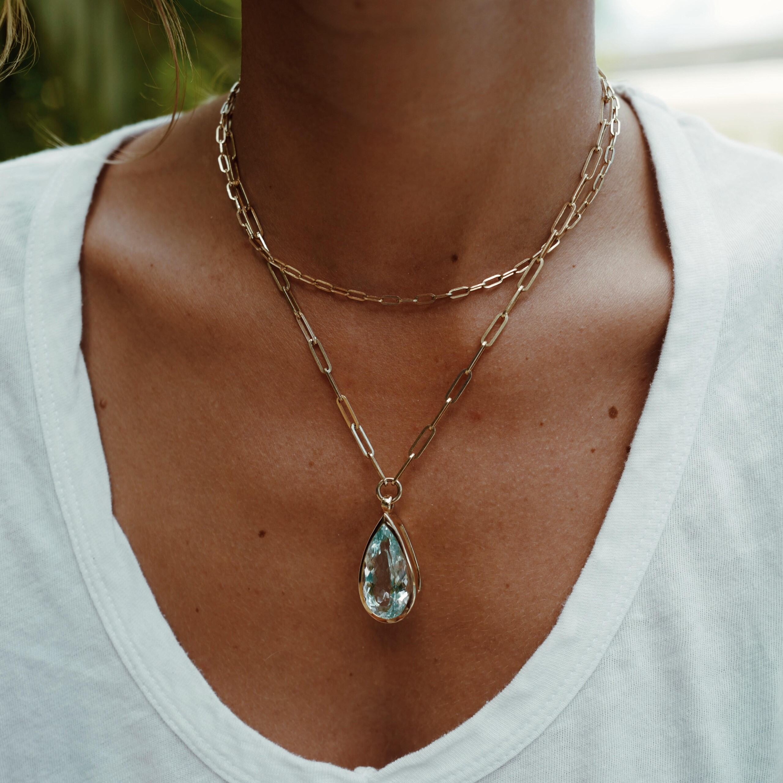 LAVANA Gold Aquamarine Trace Chain Necklace