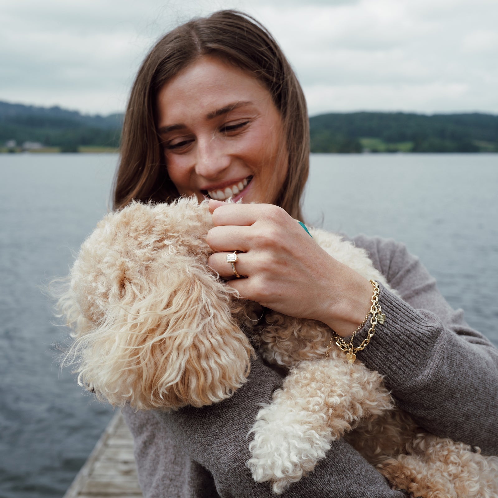 'The Heirloom' 9ct Gold Emerald 1ct Natural Diamond Bezel Engagement Ring