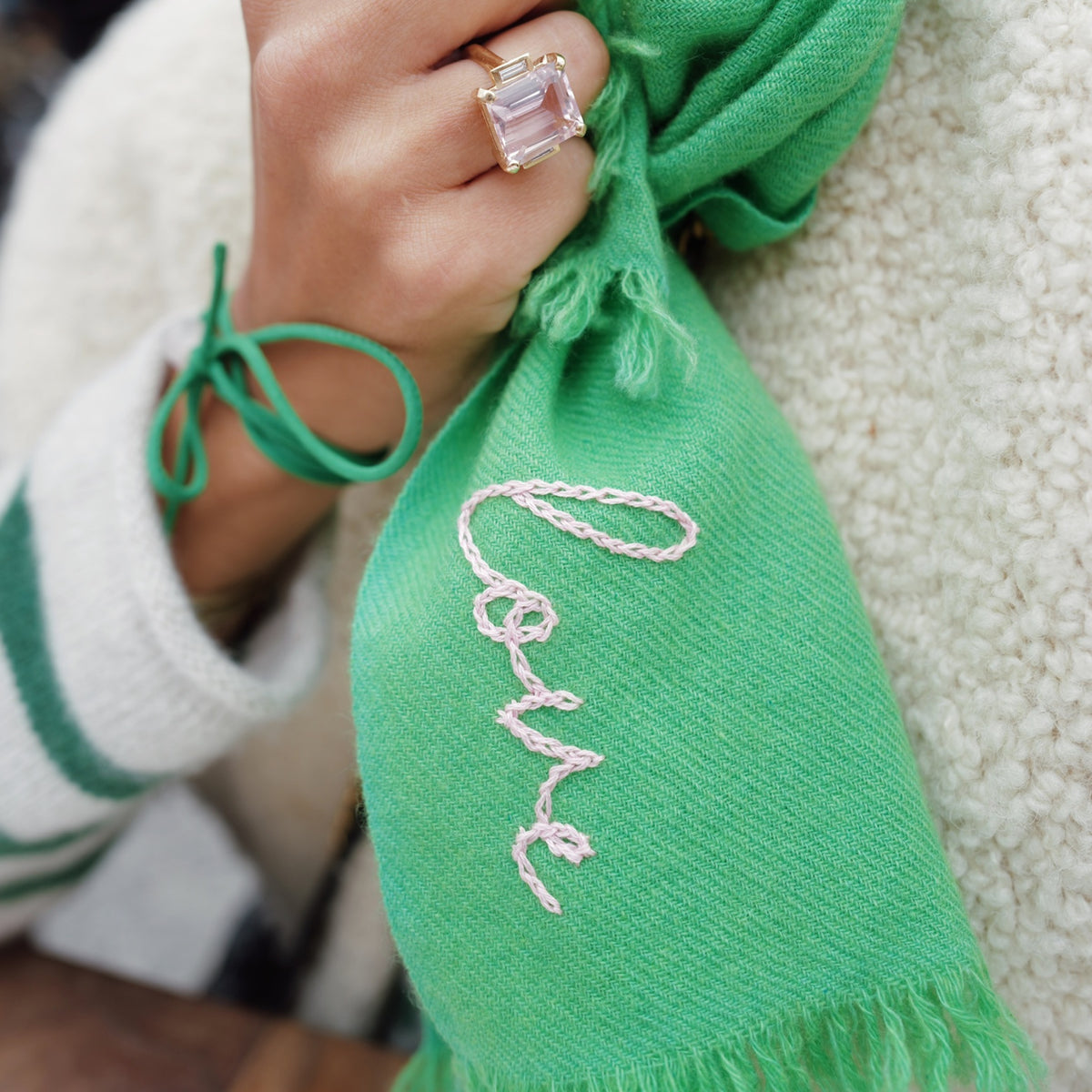 DD Green Cashmere Scarf