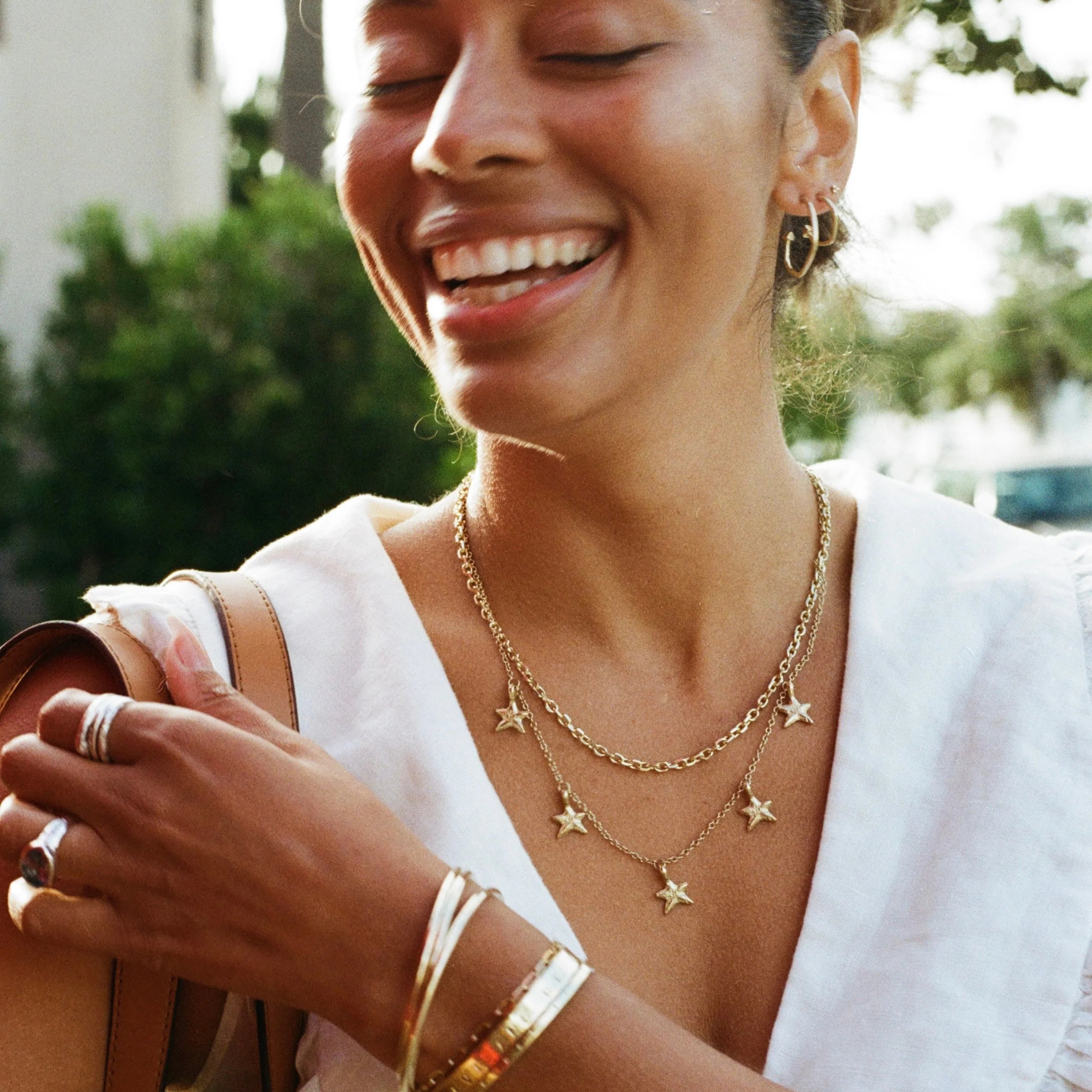 Gold Five Star Necklace