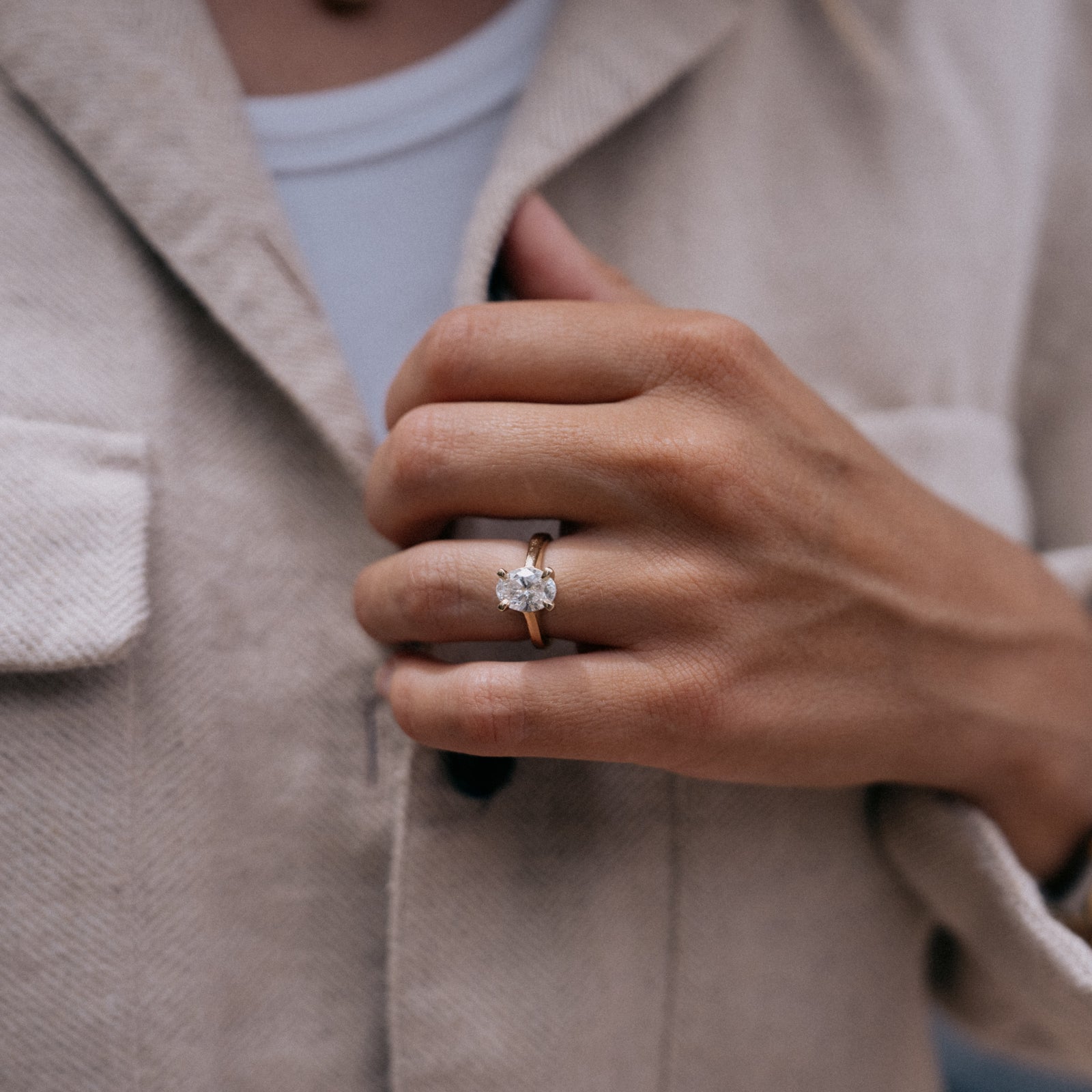 'The Story' 18ct Gold Oval 2ct Lab Grown Diamond Claw Engagement Ring