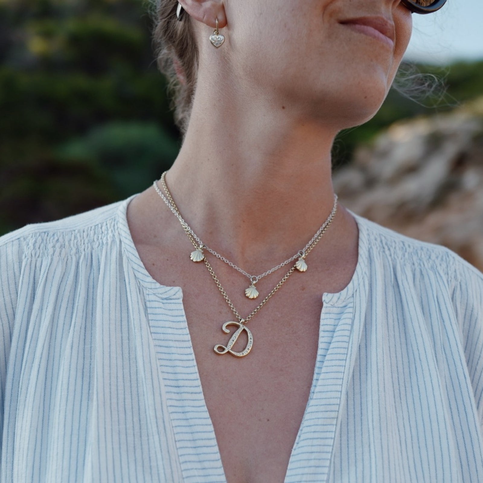 Silver & Gold Trio Scallop Shell Necklace