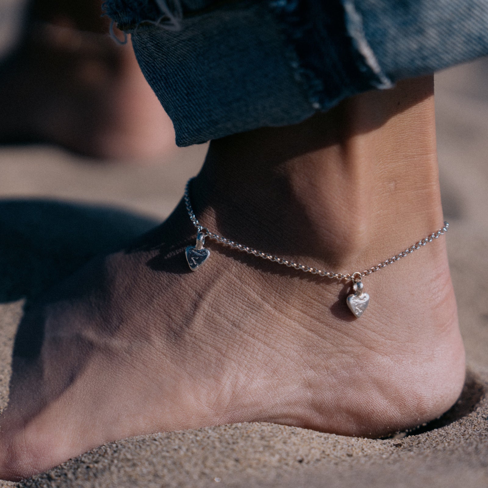 Silver Trio Baby Heart Anklet