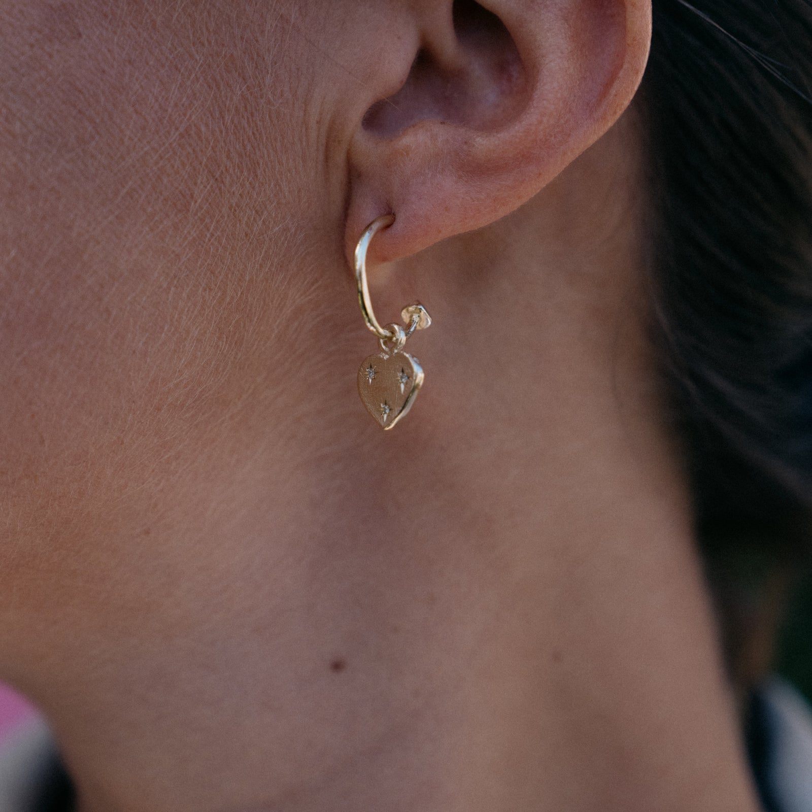 Gold Trio Diamond Midnight Keeper's Heart Earring Charms