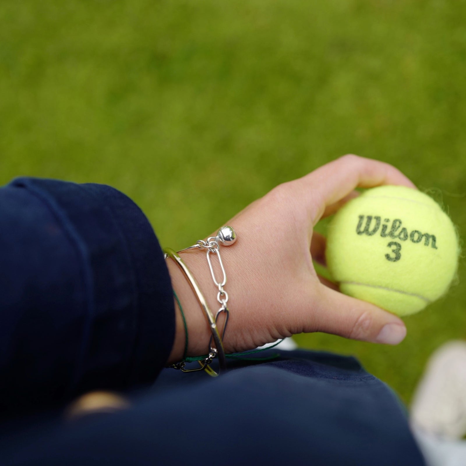Silver DD Tennis Ball Chain Bracelet