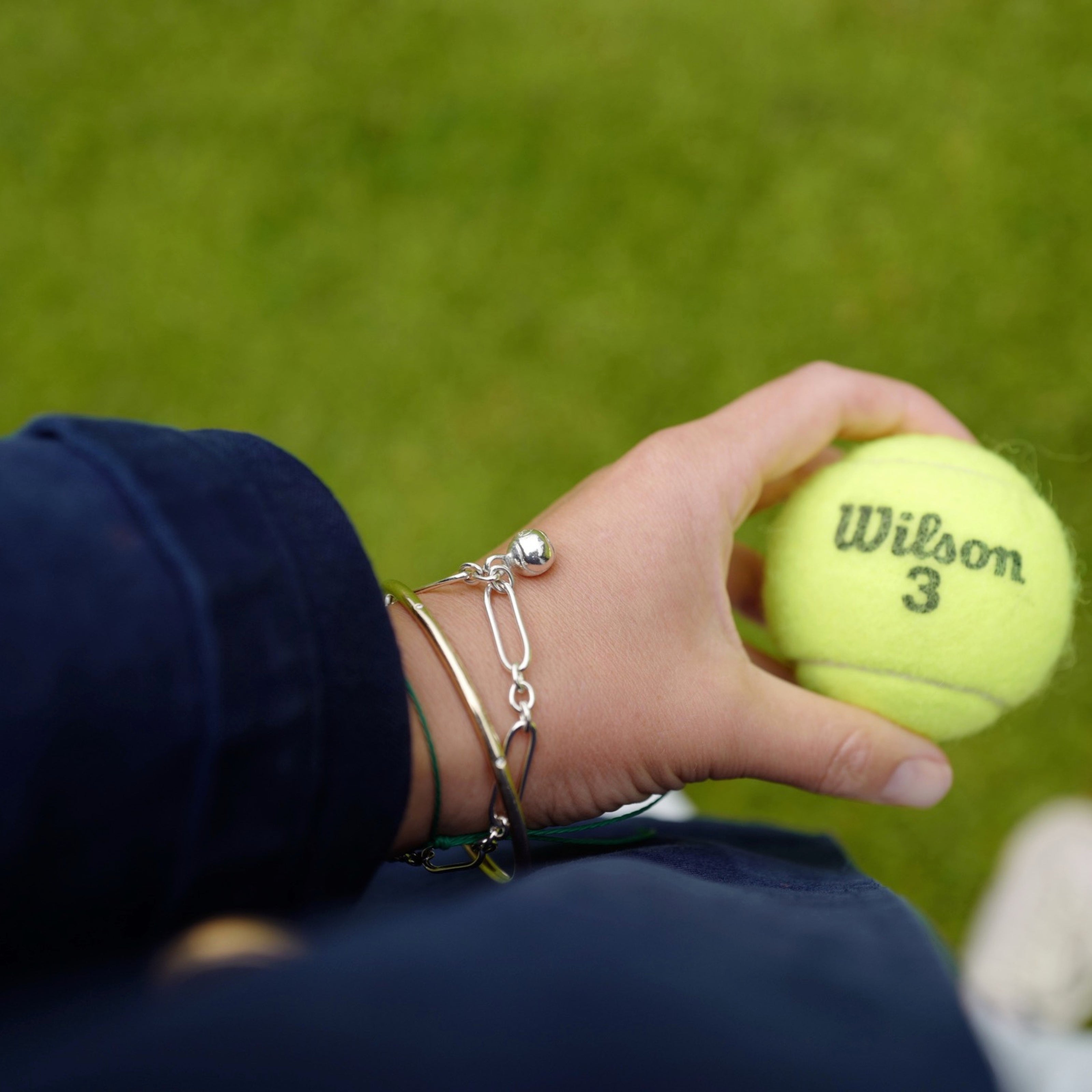 Silver DD Tennis Ball Chain Bracelet