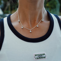 Silver Five DD Tennis Ball Necklace