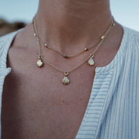 Gold Trio Scallop Shell Necklace