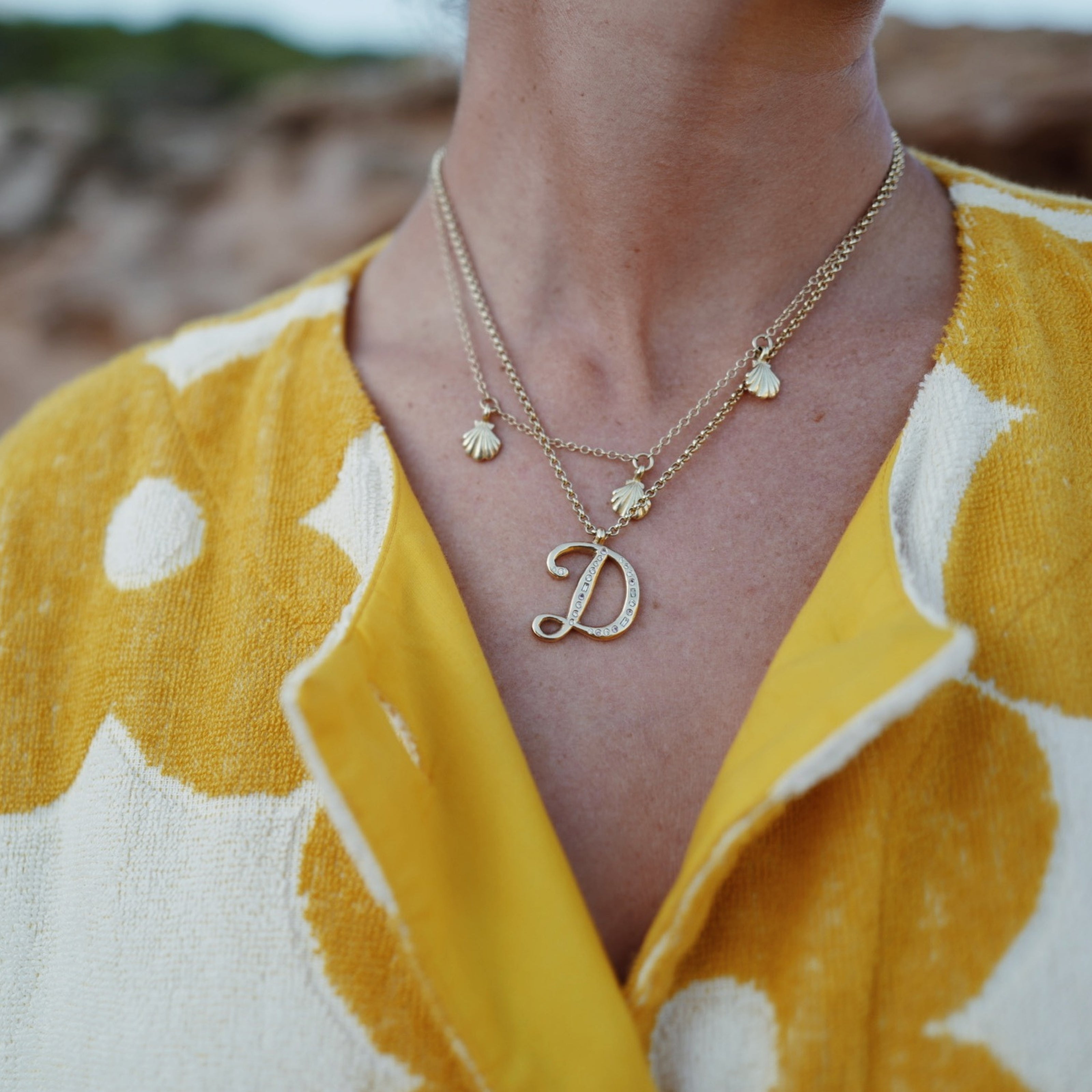Gold Trio Scallop Shell Necklace