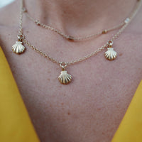 Gold Trio Scallop Shell Necklace