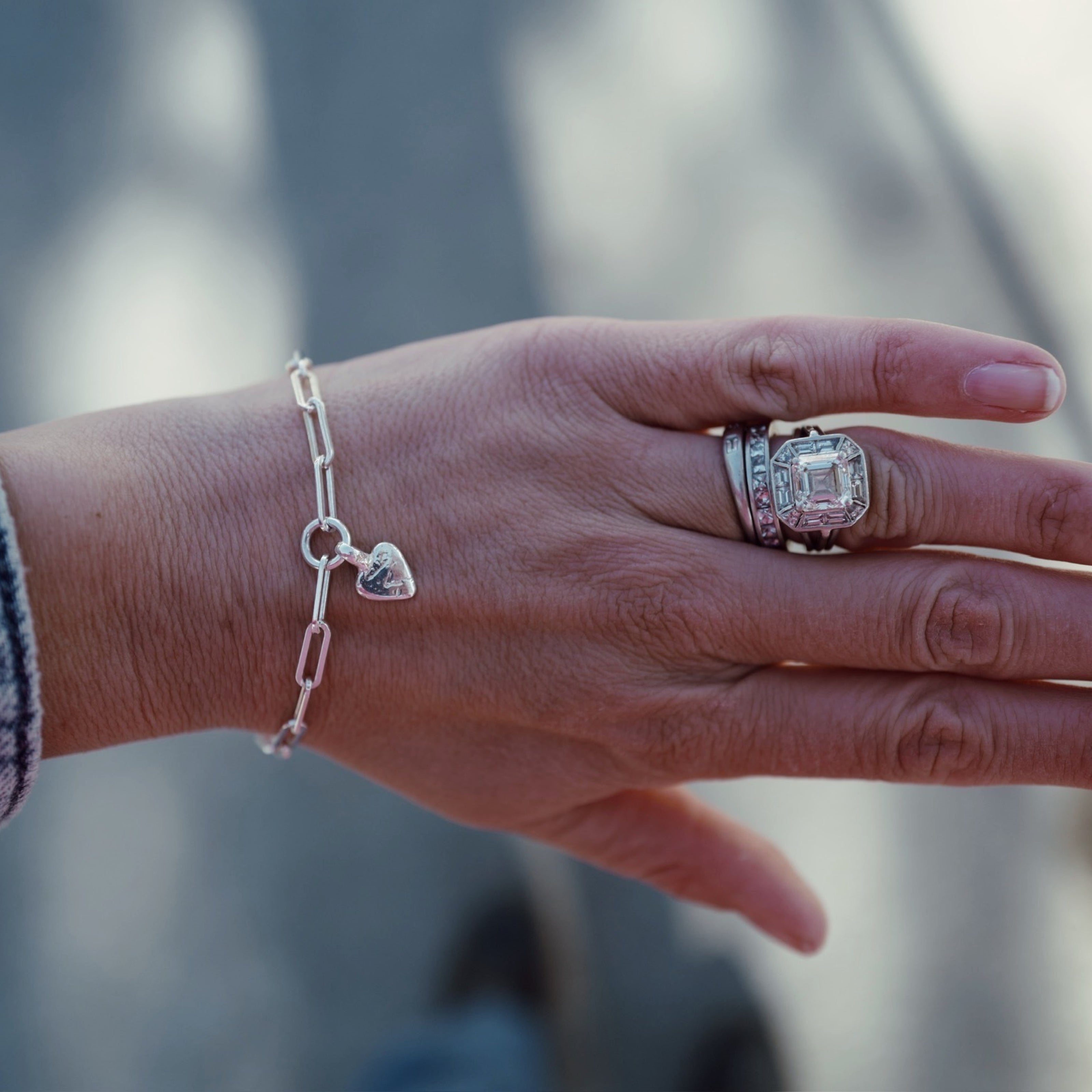 Silver Baby Heart Trace Chain Bracelet