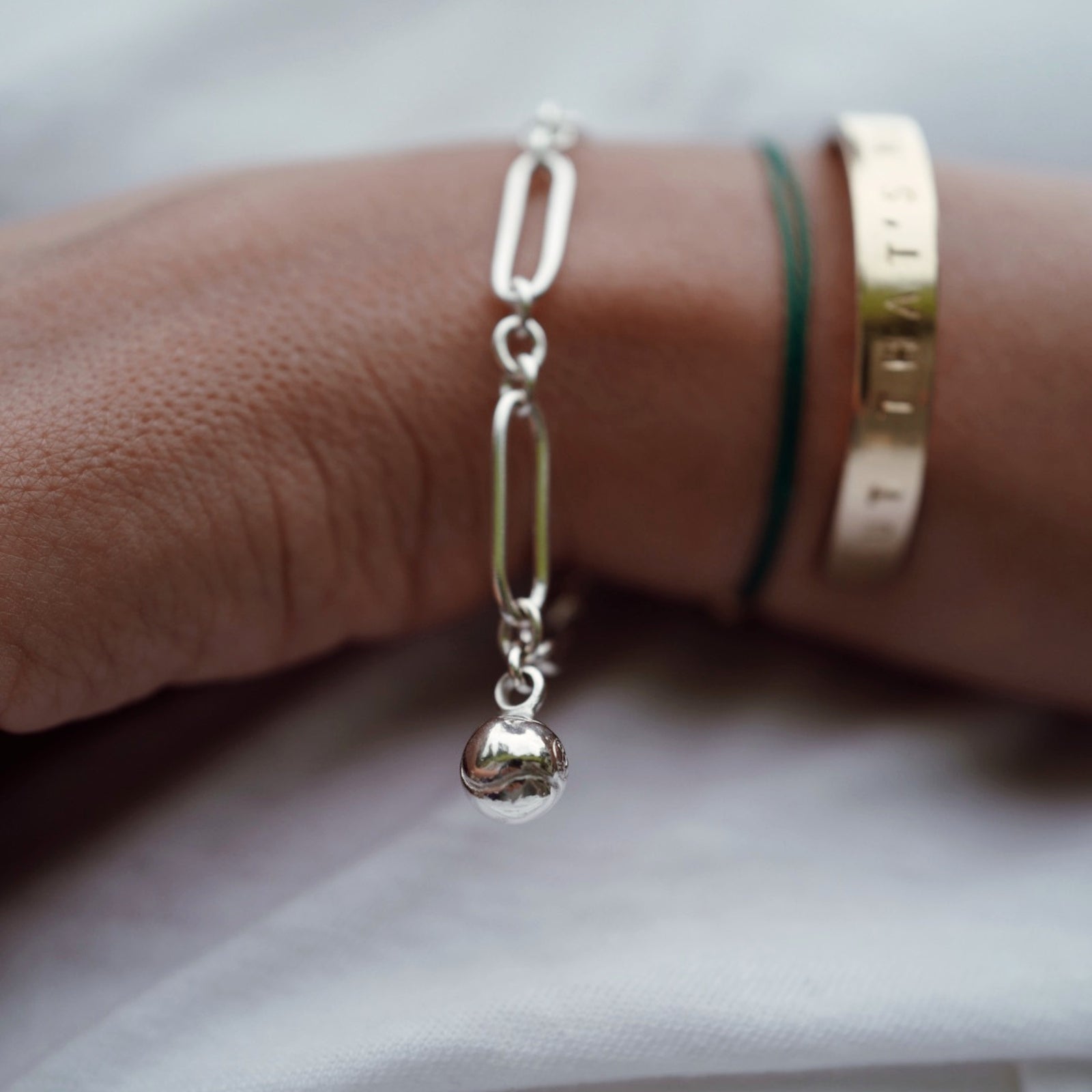Silver DD Tennis Ball Chain Bracelet