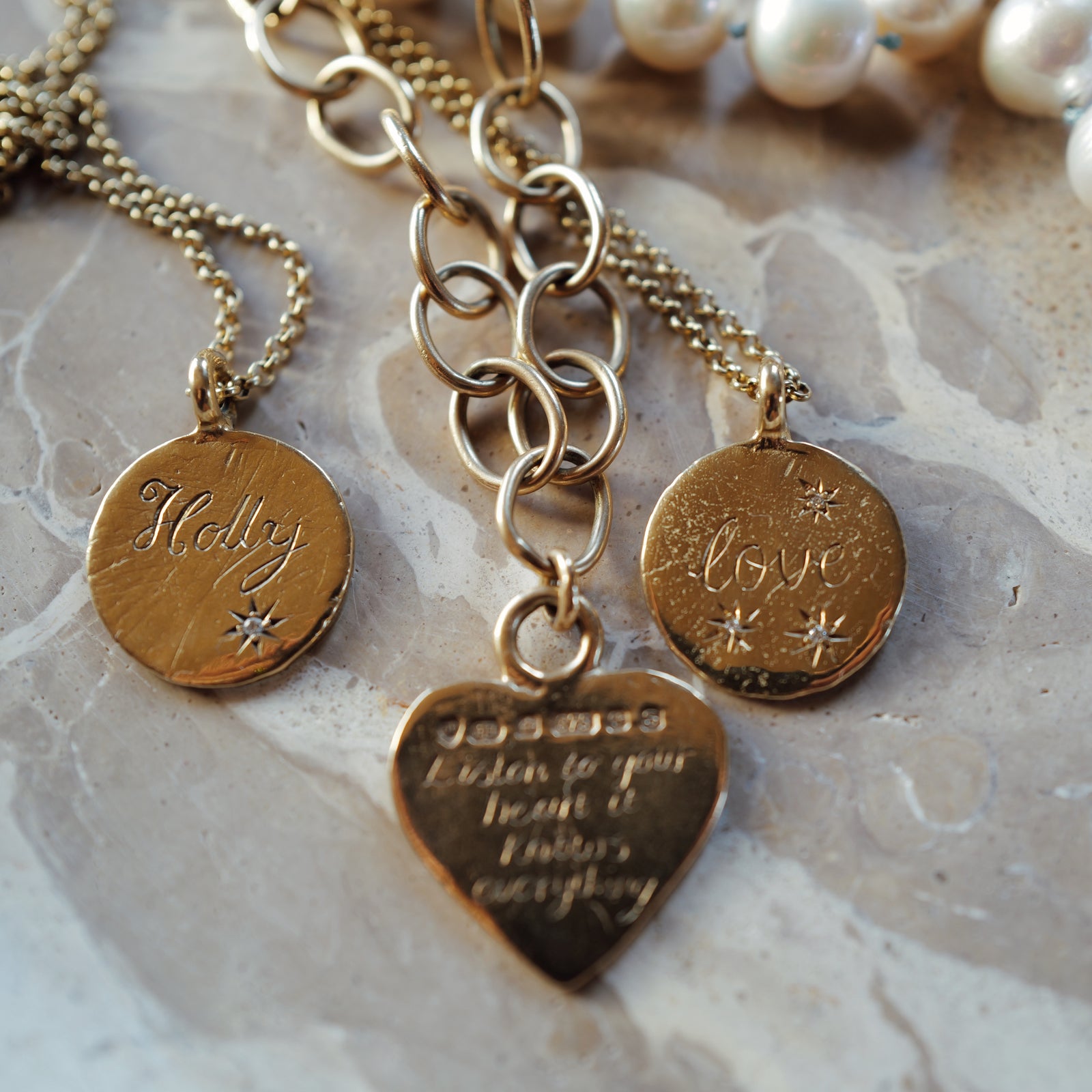 Gold Trio Diamond Midnight Moon Necklace