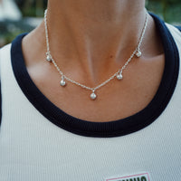 Silver Five DD Tennis Ball Necklace