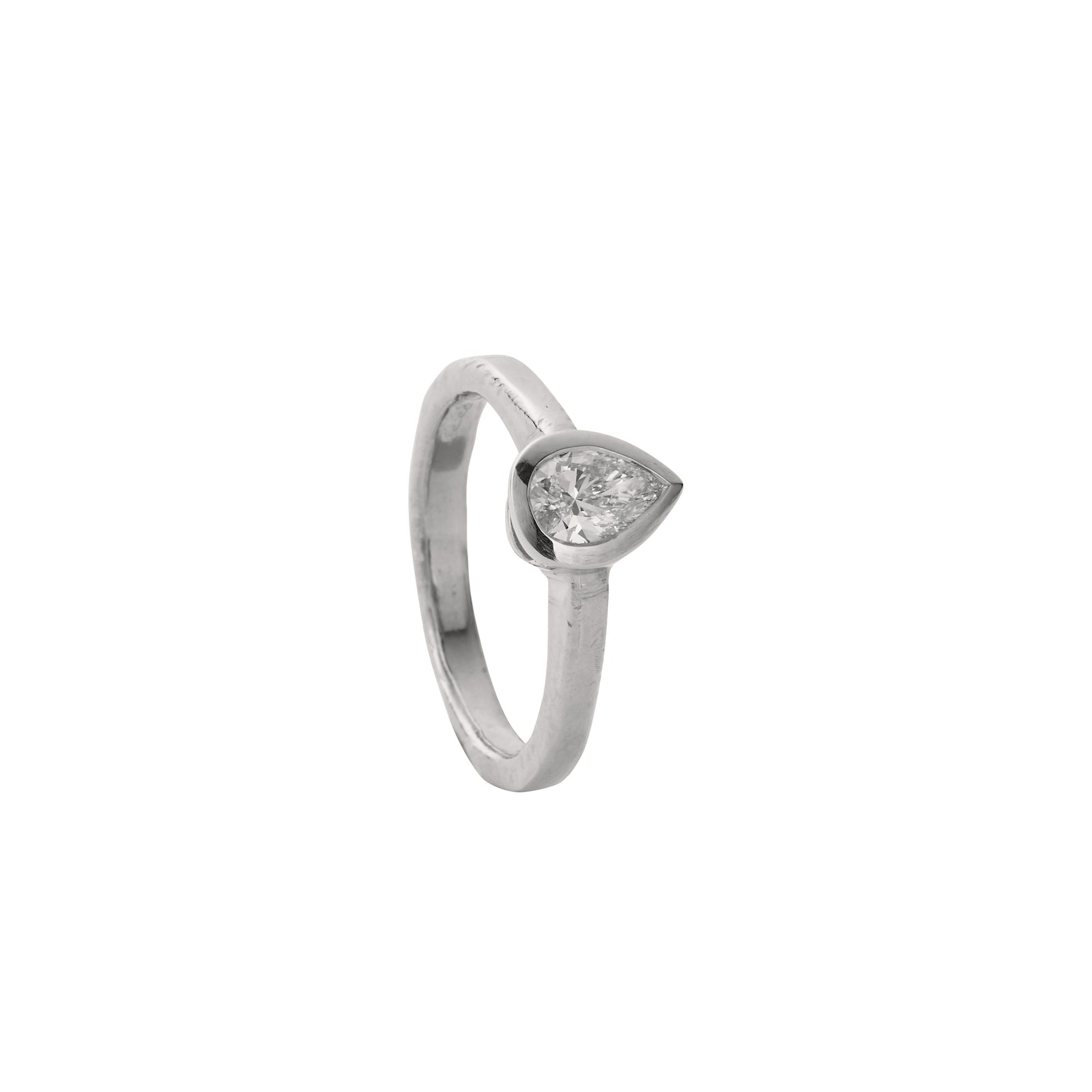 'The Muse' 9ct White Gold Pear 0.5ct Lab Grown Diamond Bezel Engagement Ring