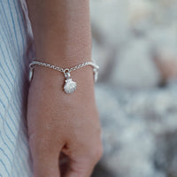 Silver Trio Scallop Shell Chain Bracelet