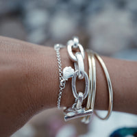 Silver Trio Scallop Shell Chain Bracelet