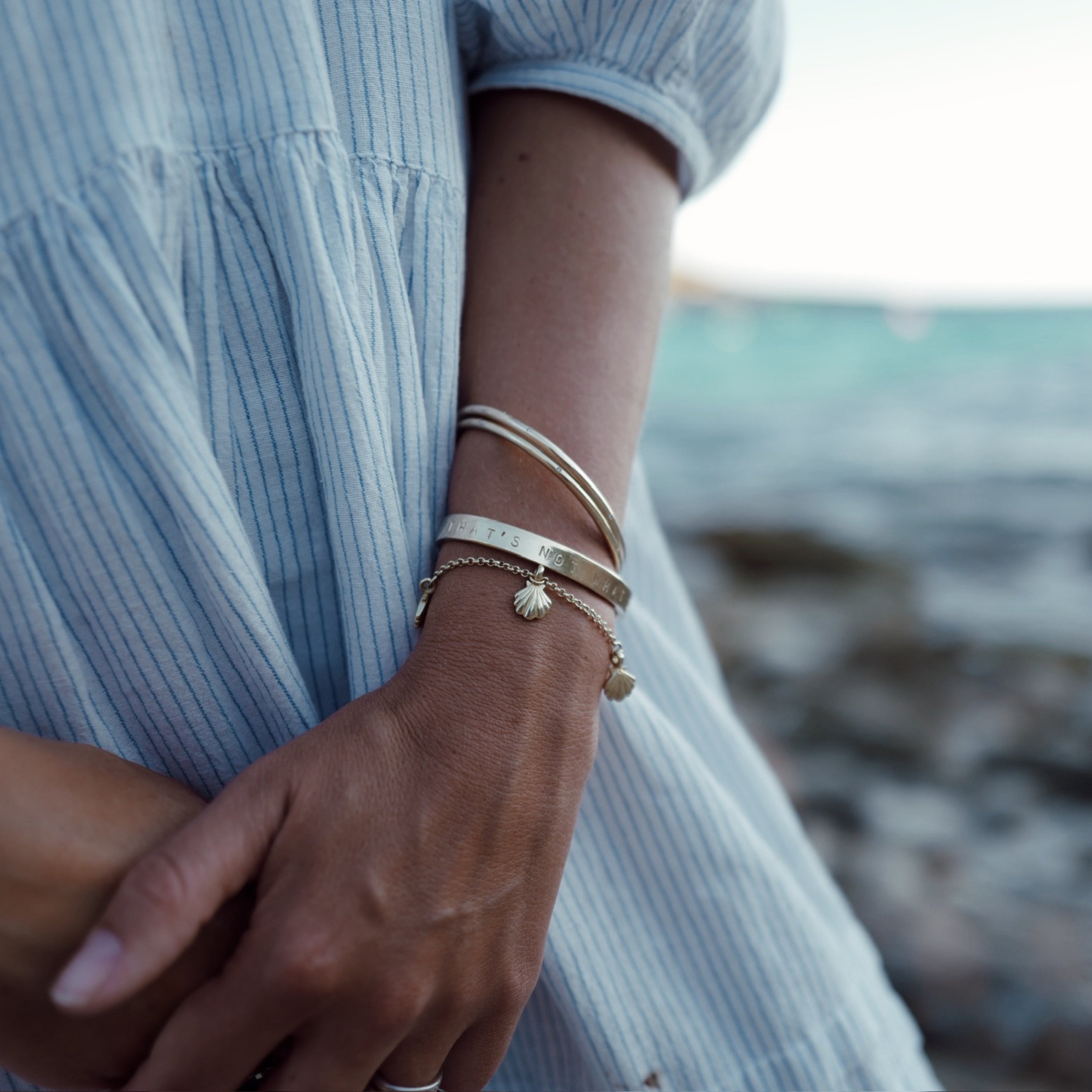 Gold Trio Scallop Shell Chain Bracelet