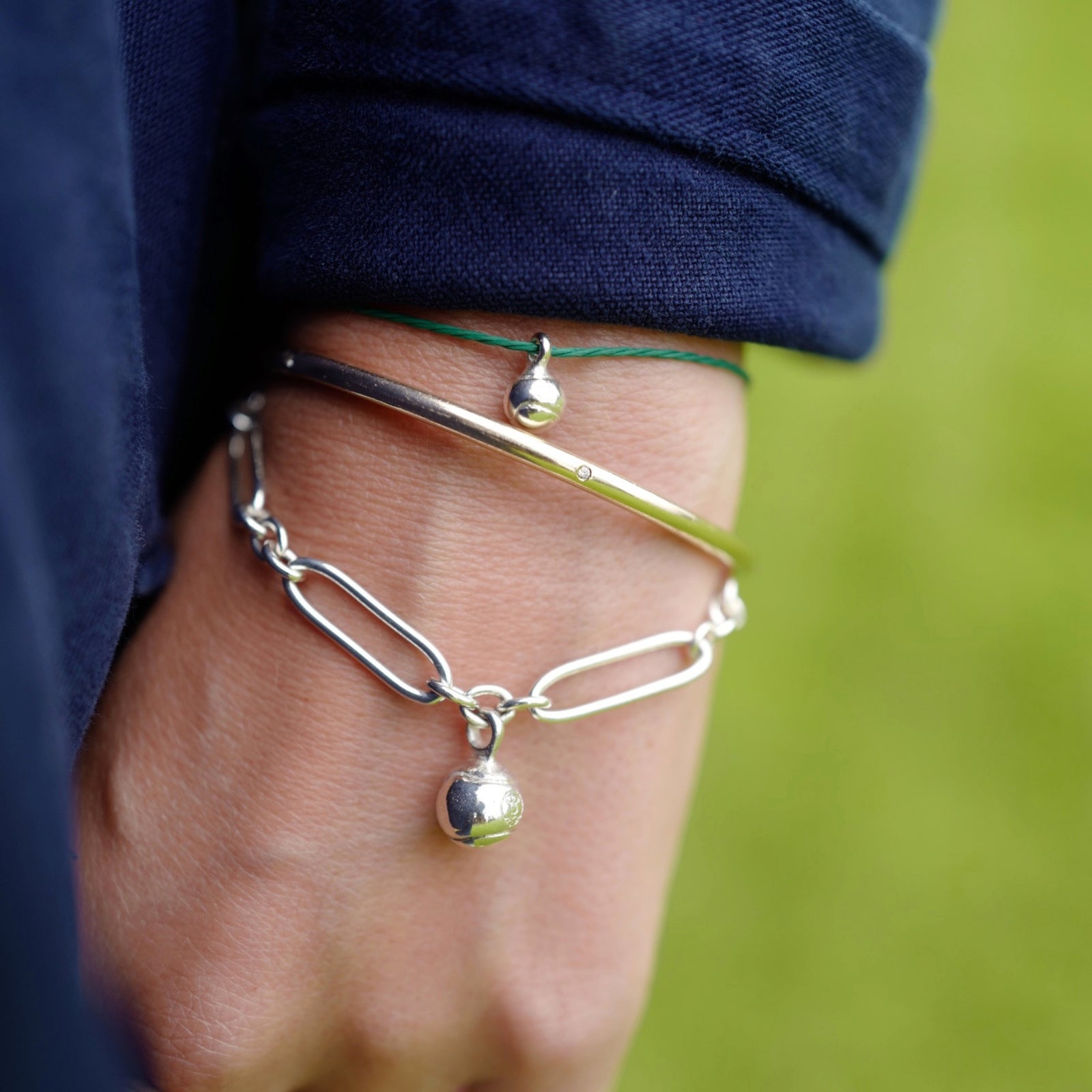 Silver DD Tennis Ball Chain Bracelet