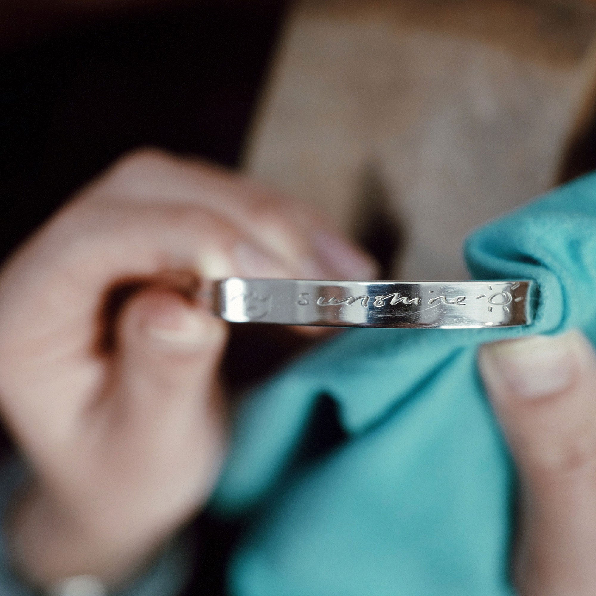 Silver Full Signature Bangle with Handwriting