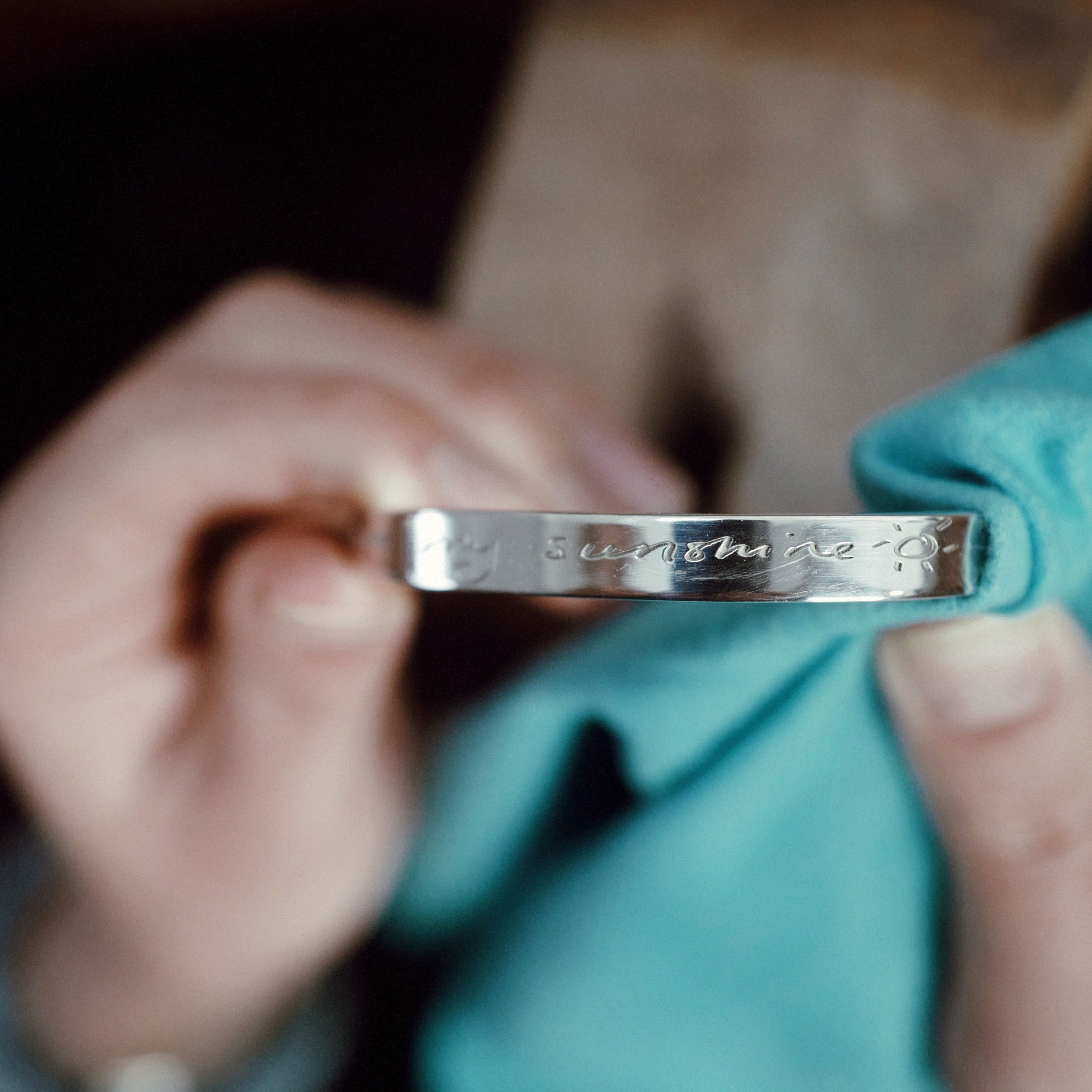 Silver Baby Signature Bangle with Handwriting