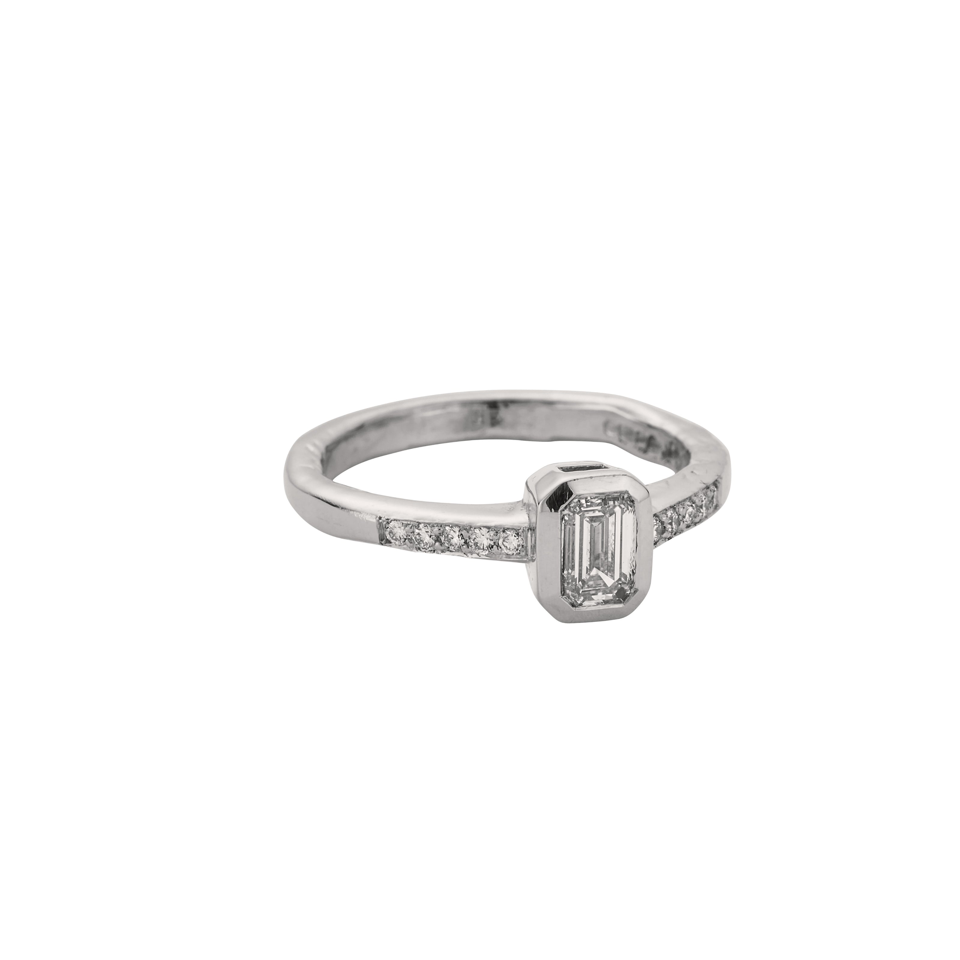 'The Heirloom' 9ct White Gold Emerald 0.5ct Lab Grown Diamond Bezel Engagement Ring