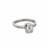 'The Heirloom' 9ct White Gold Emerald 1ct Lab Grown Diamond Bezel Engagement Ring