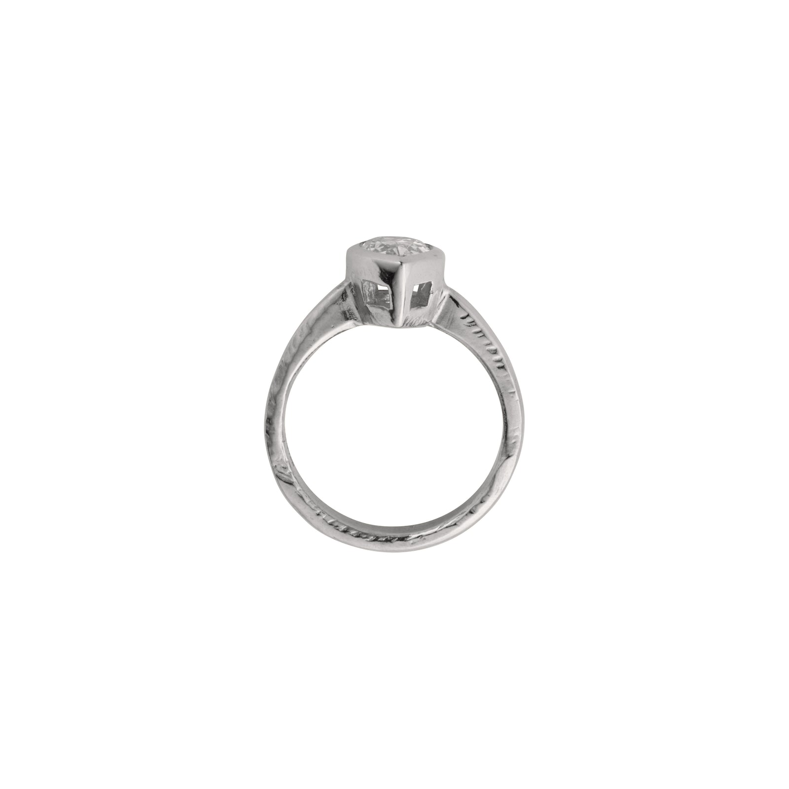 'The Muse' 9ct White Gold Pear 1ct Lab Grown Diamond Bezel Engagement Ring