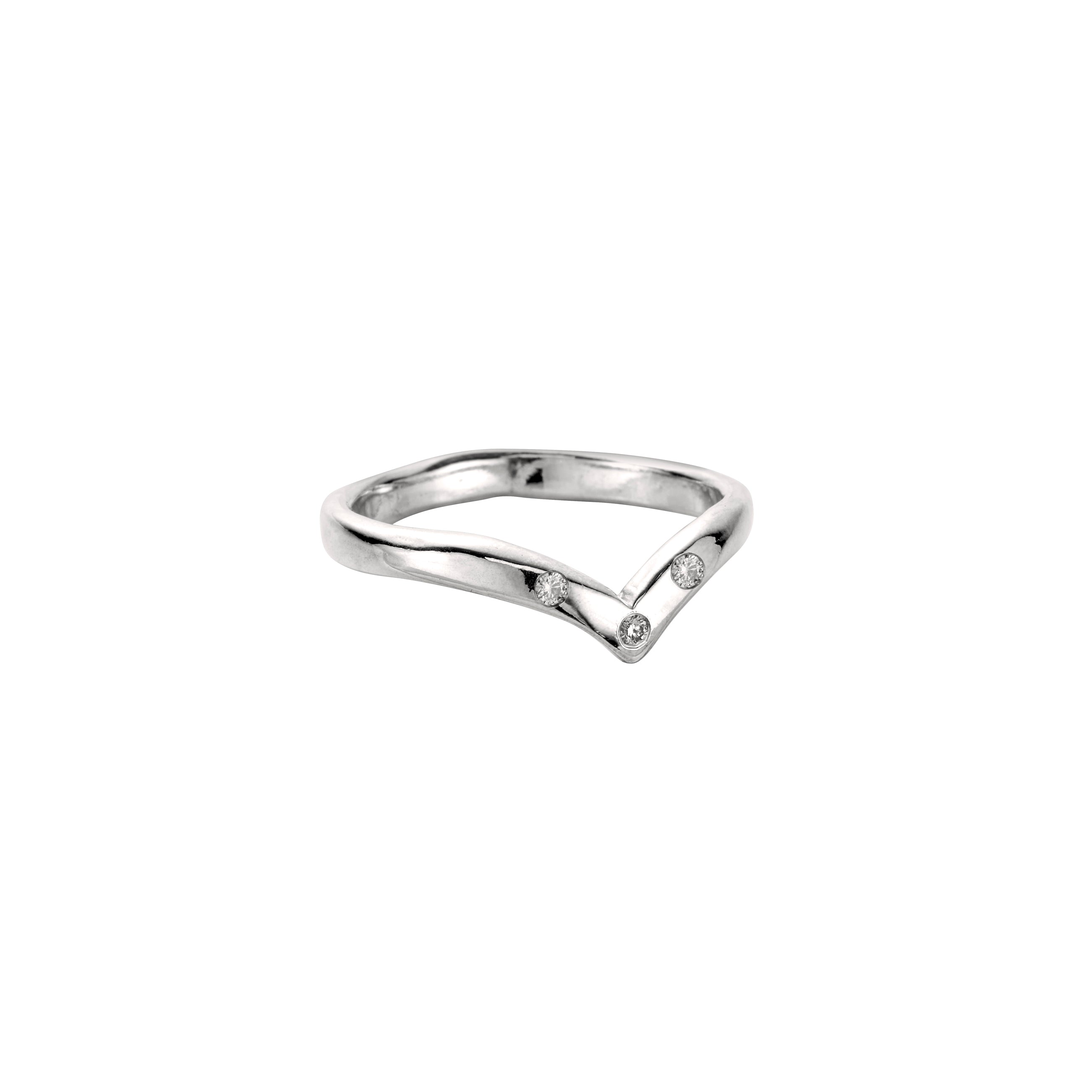 9ct White Gold Wishbone Wedding Band