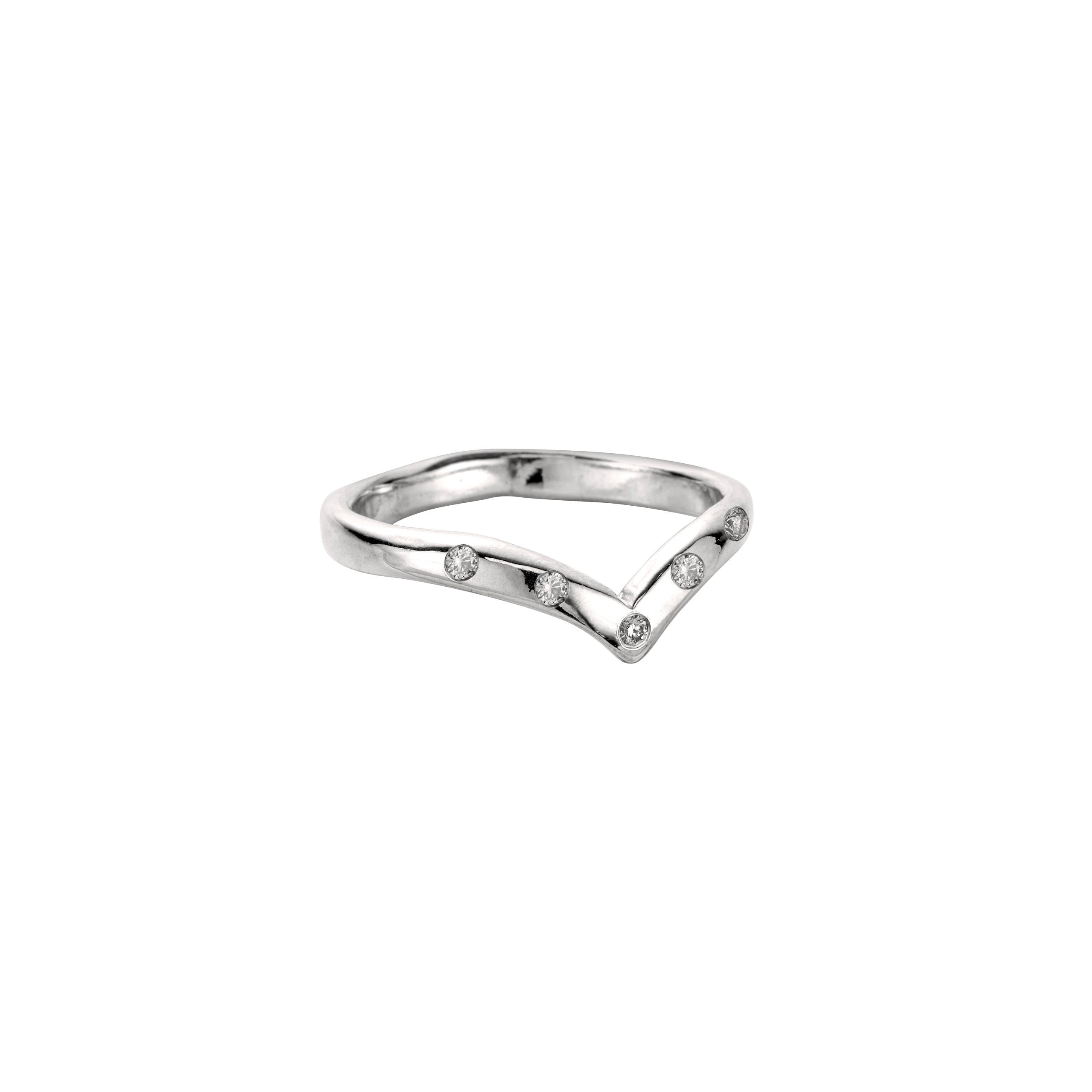 9ct White Gold Wishbone Wedding Band