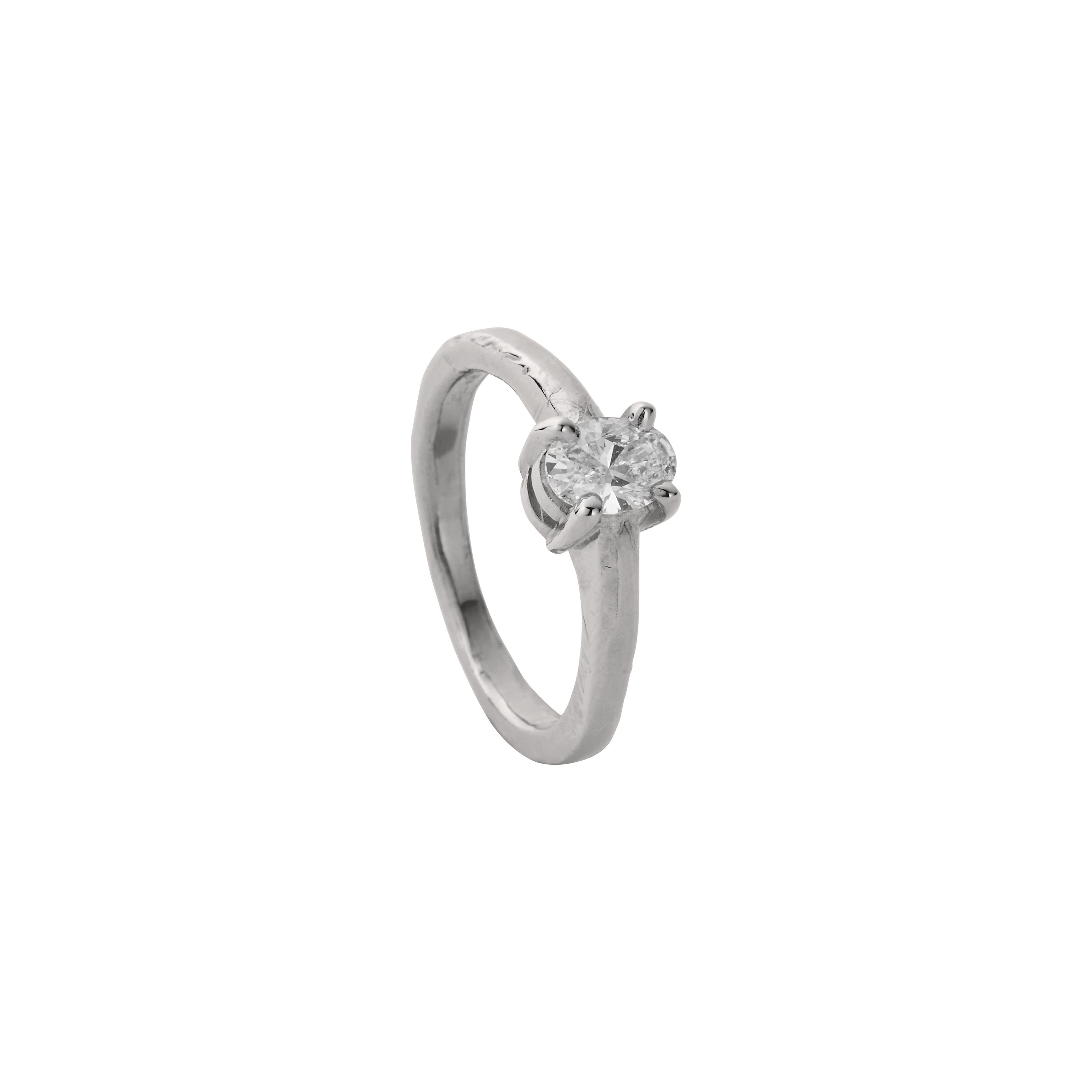 'The Story' 9ct White Gold Oval 0.5ct Natural Diamond Claw Engagement Ring